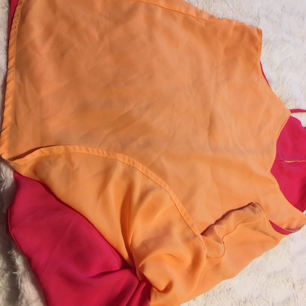 Orange and coral reversible blouse